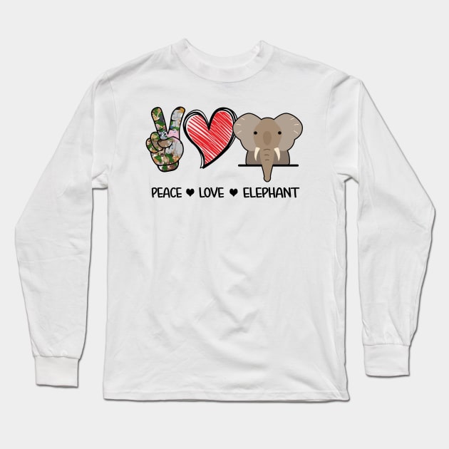 Peace Love Elephants Long Sleeve T-Shirt by vip.pro123